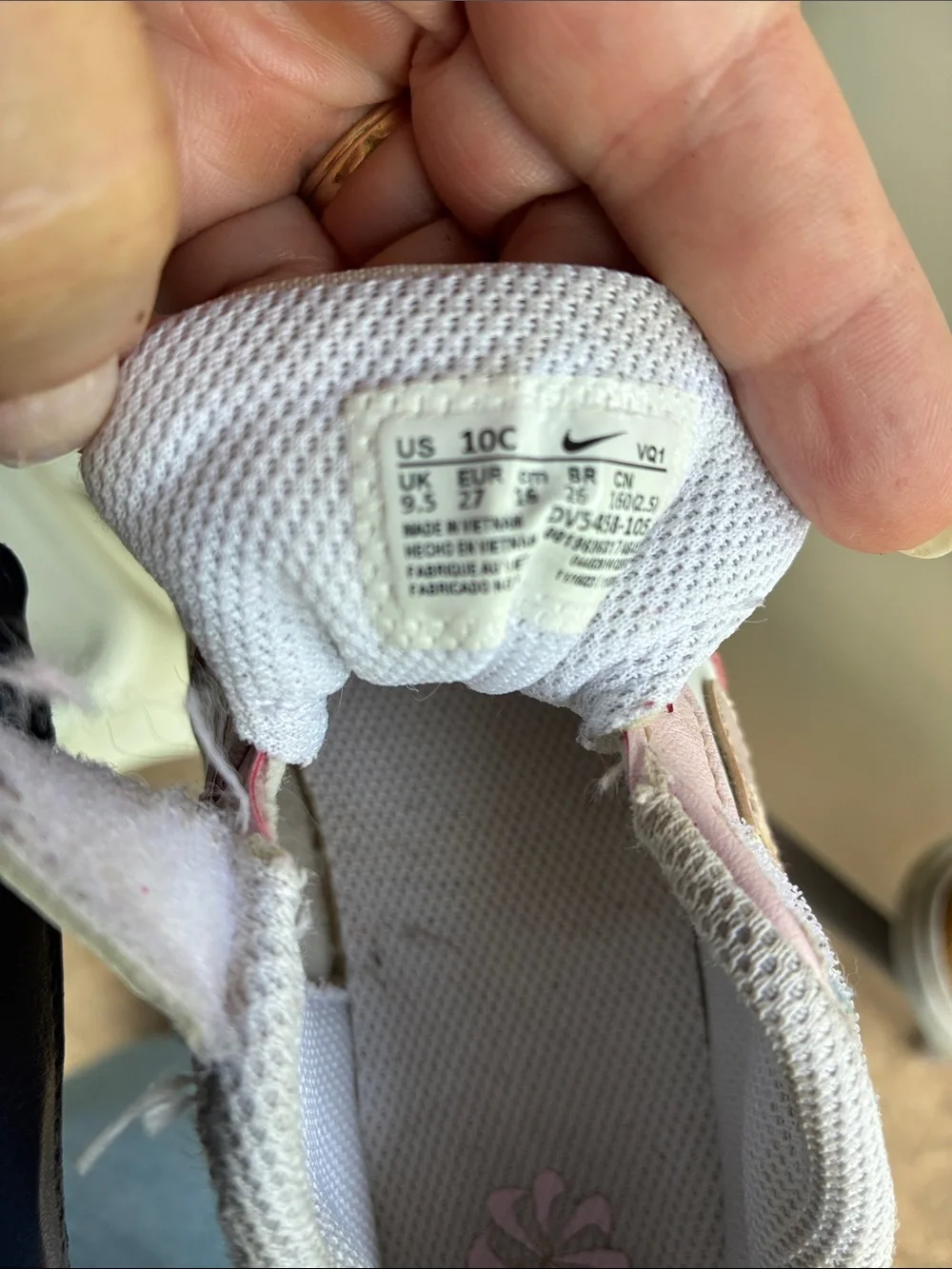 Nike Kids Pink and White Velcro Sneakers